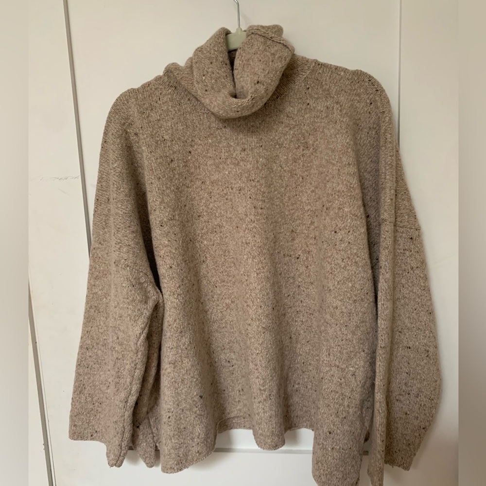 Eskandar Neutral Wool Cashmere Turtleneck Sweater